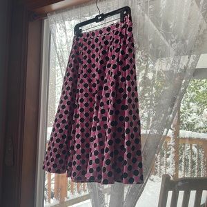 NWT Hearts and Roses Full MIDI Skirt, Pink Black and White
